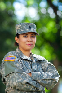 woman in army fatigues