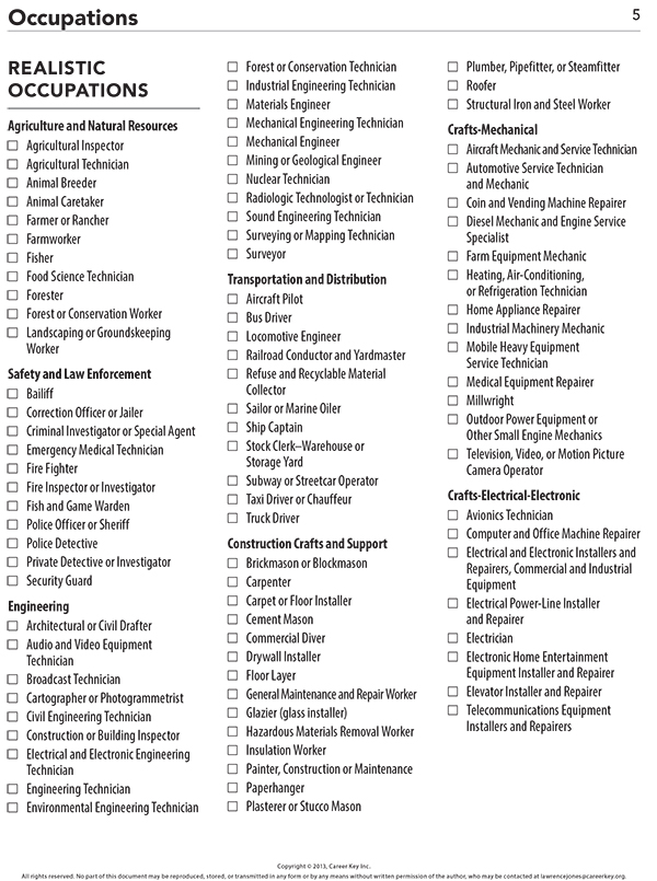 Career Key Paper Pencil test page 5