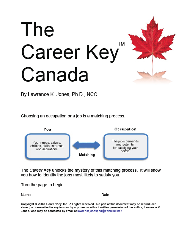 Career Key Canada, page one