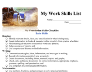 My Work Skills List worksheet